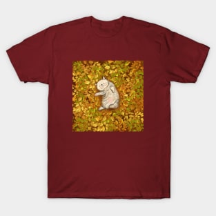 Little Cat Playing on the Leaves T-Shirt